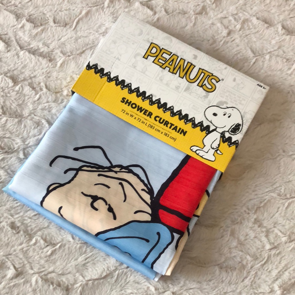 Peanuts Characters Shower Curtain with Snoopy & Charlie Brown